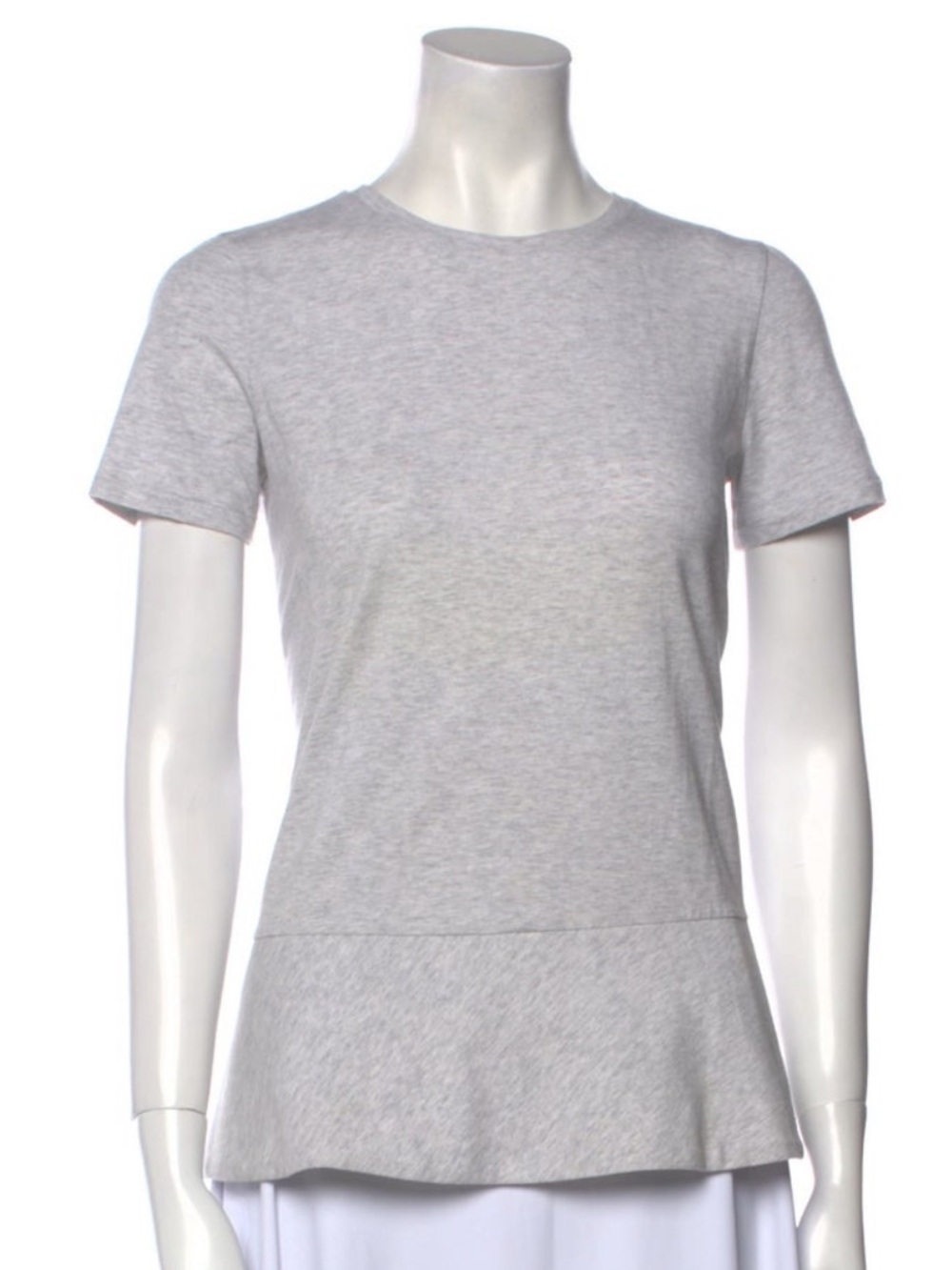 Brunello Cucinelli Heather Light Gray Short Sleeve Peplum Tee
